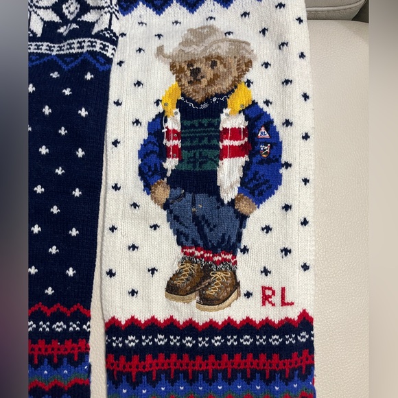NWT - Polo Ralph Lauren Wool Blended Polo Bear Scarf - Picture 3 of 6